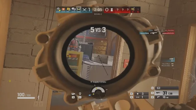 Rainbow Six Siege aimbot penetration headshot through wall in 1F Supply Corridor